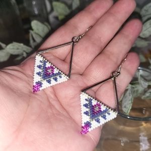 HANDMADE Southwestern Beaded Triangle Drop Earrings "ADORA"